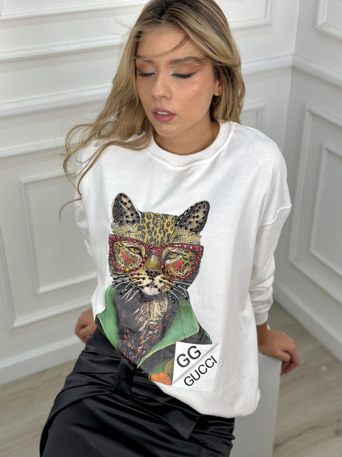 SUDADERA BLANCA DE GATO