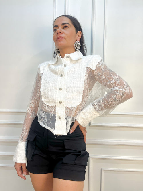 BLUSA TRANSPARENTE BLANCA